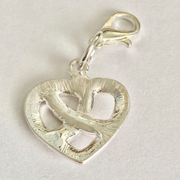 Pink Ribbon European Slider Clip On Charm For Bracelet Bag Purse Crystal Heart - Picture 7 of 11